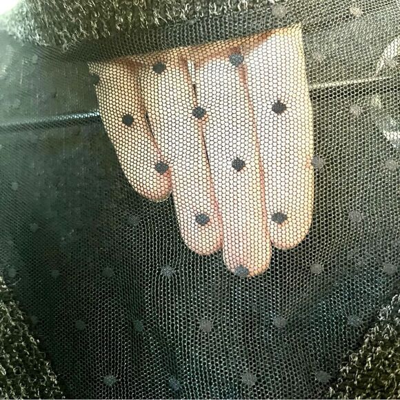 SUGARFOX Mixed Material Crew Neck Sweater with Mesh Front Panel Size 2X - Picture 6 of 7